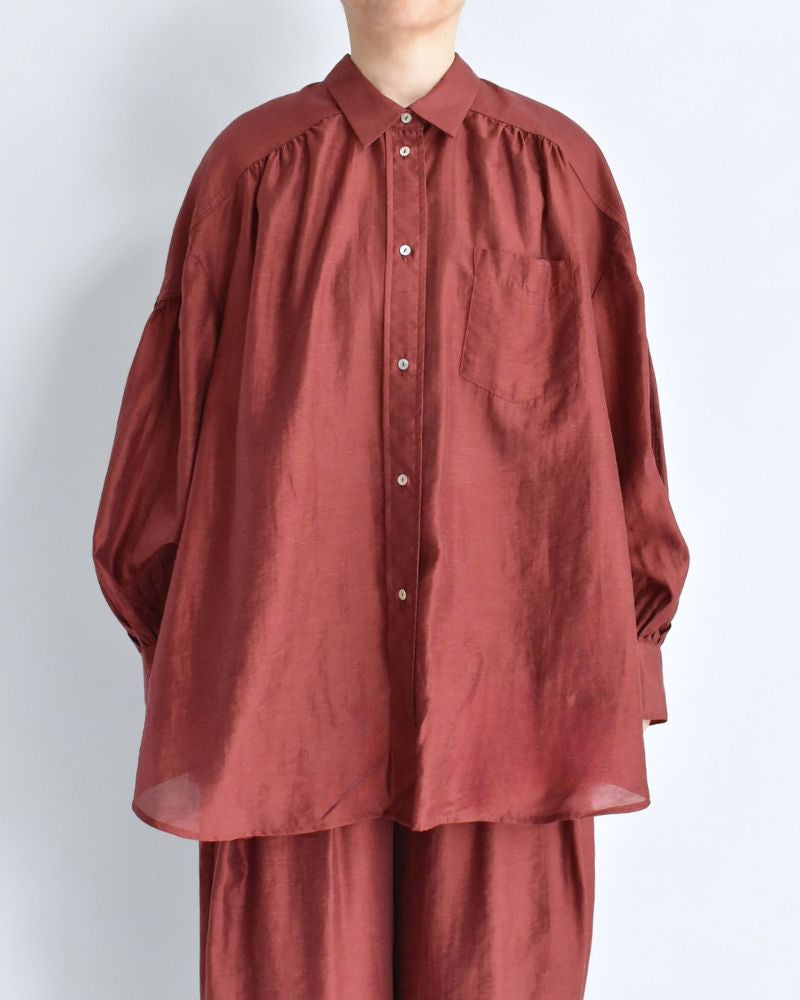 シアーボリュームブラウス RedBrown