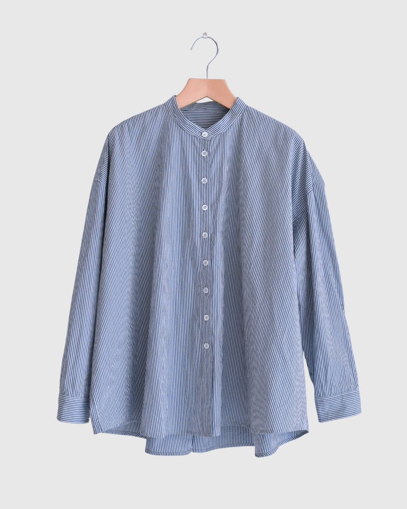 バンドカラービックシャツ Sax/Navy