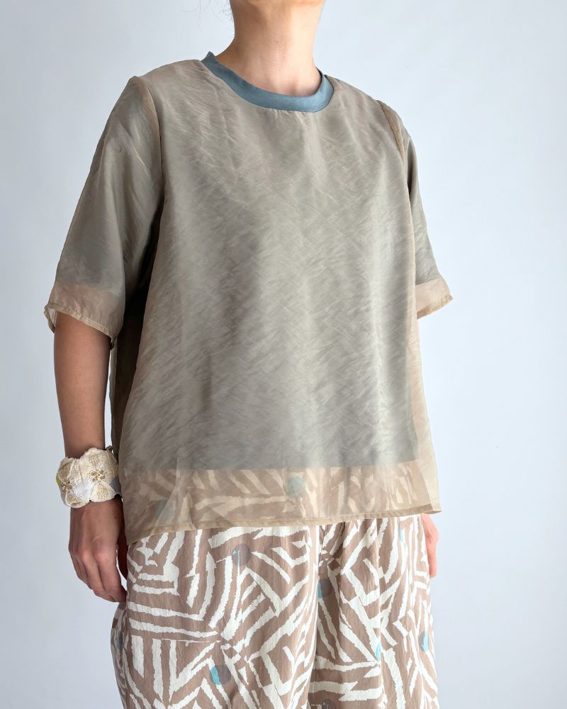 シアーレイヤードトップス 'SAN' KhakiBeige