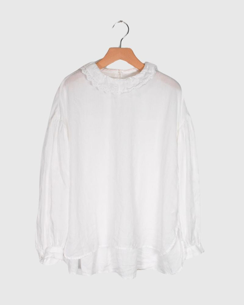 DOUBLE FRILL SCALLOPED COLLAR BLOUSE PureWhite