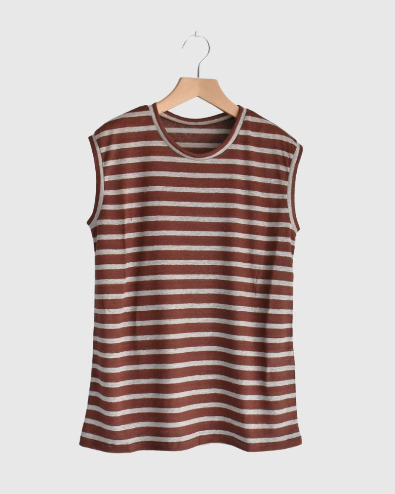 ボーダータンクトップ Brown/Natural