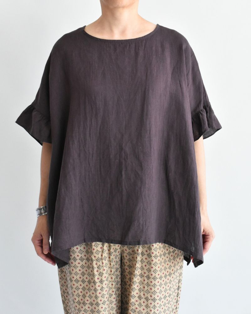 フリルトップ ブラウス Brown