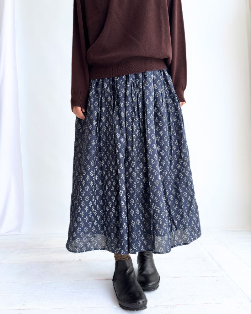 RAJASTAN TUCK GATHERED SKIRT WITH LINING Navy