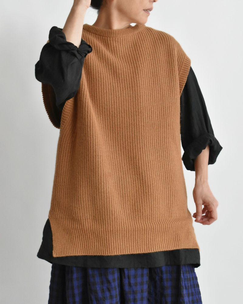 JAPAN RIDGE KNITTING VEST Camel