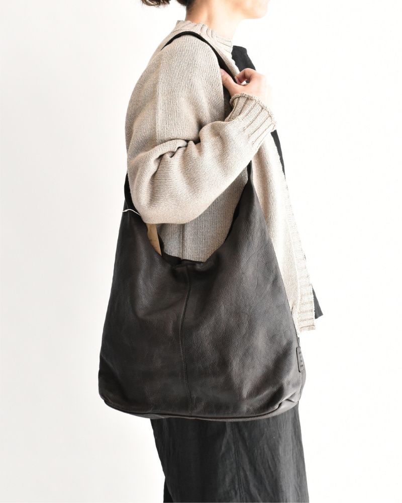 COW LEATHER ONE HANDLE BAG DarkBrown