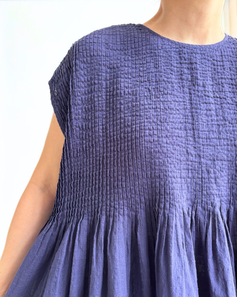 CREW-NECK F/SL SHIRT WITH PINTUCK DarkPurple