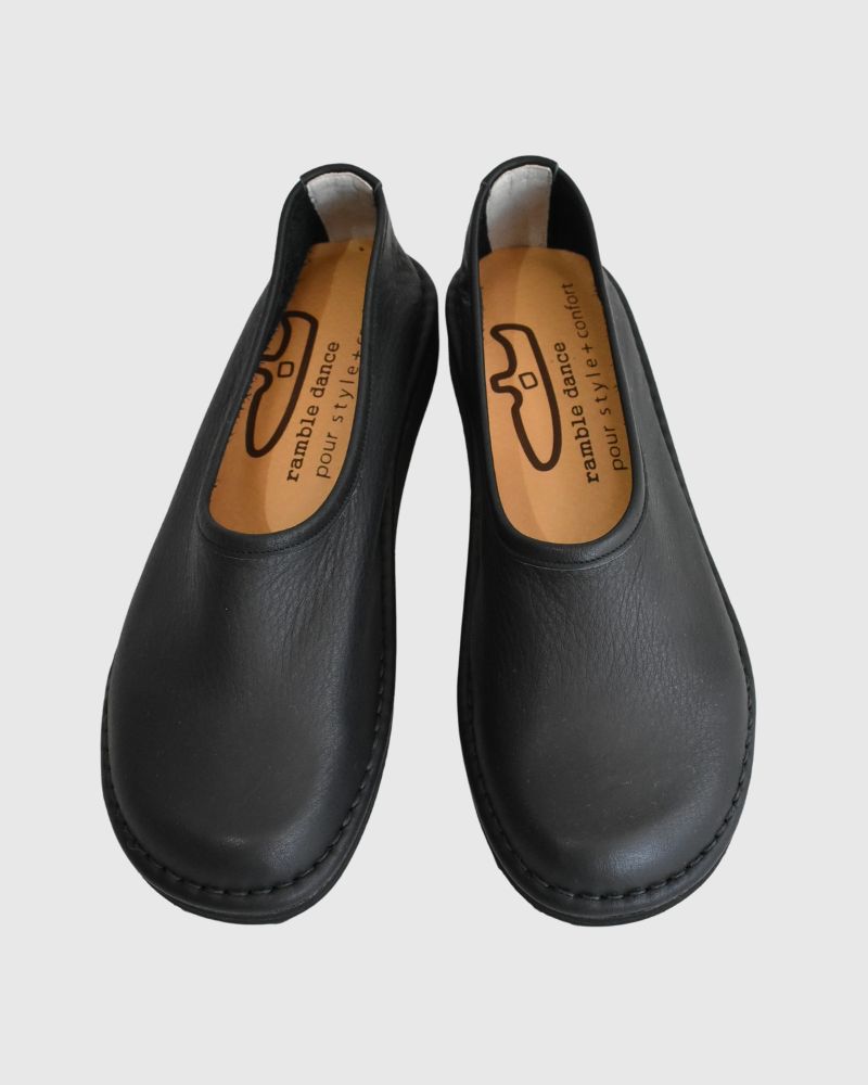 アウトステッチ オイルシュリンクレザースリッポン Black