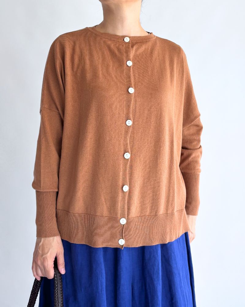 2WAYカーディガン Camel – コットン×シルク×カシミアの柔らかニット
