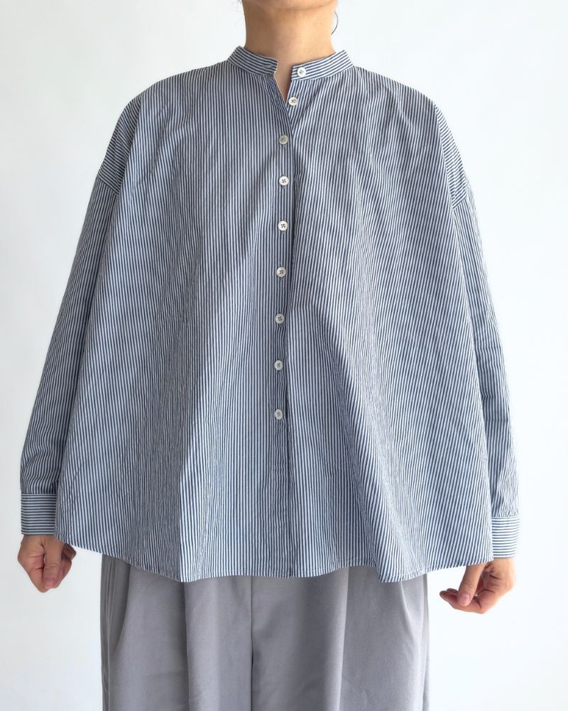 バンドカラービックシャツ Sax/Navy