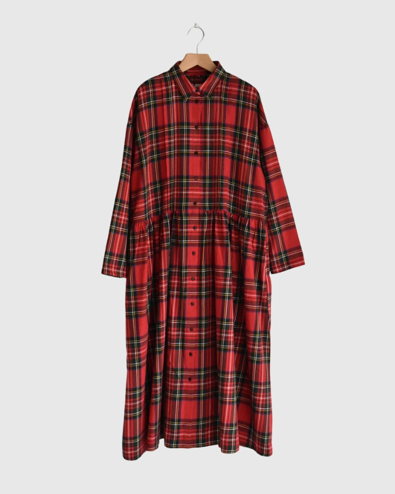 インディゴタータン ファンデーションシャツドレス Red