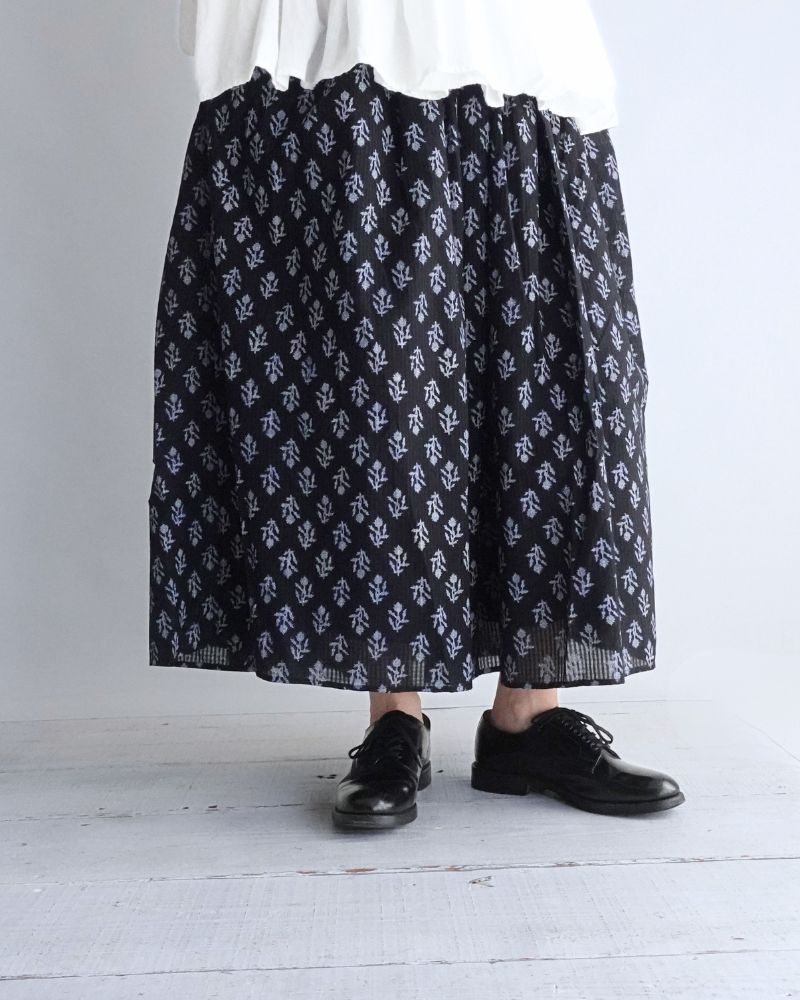 GATHERED SKIRT WITH LINING Black