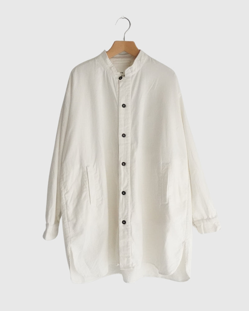 コットンフランネル スタンドカラーシャツ INHT2673D 9000 White (Washed)｜HTS｜miel