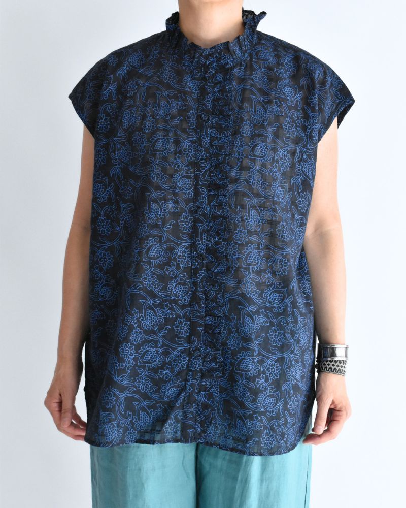 FRENCH/SL FRILL COLLAR SHIRTS Navy/Blue