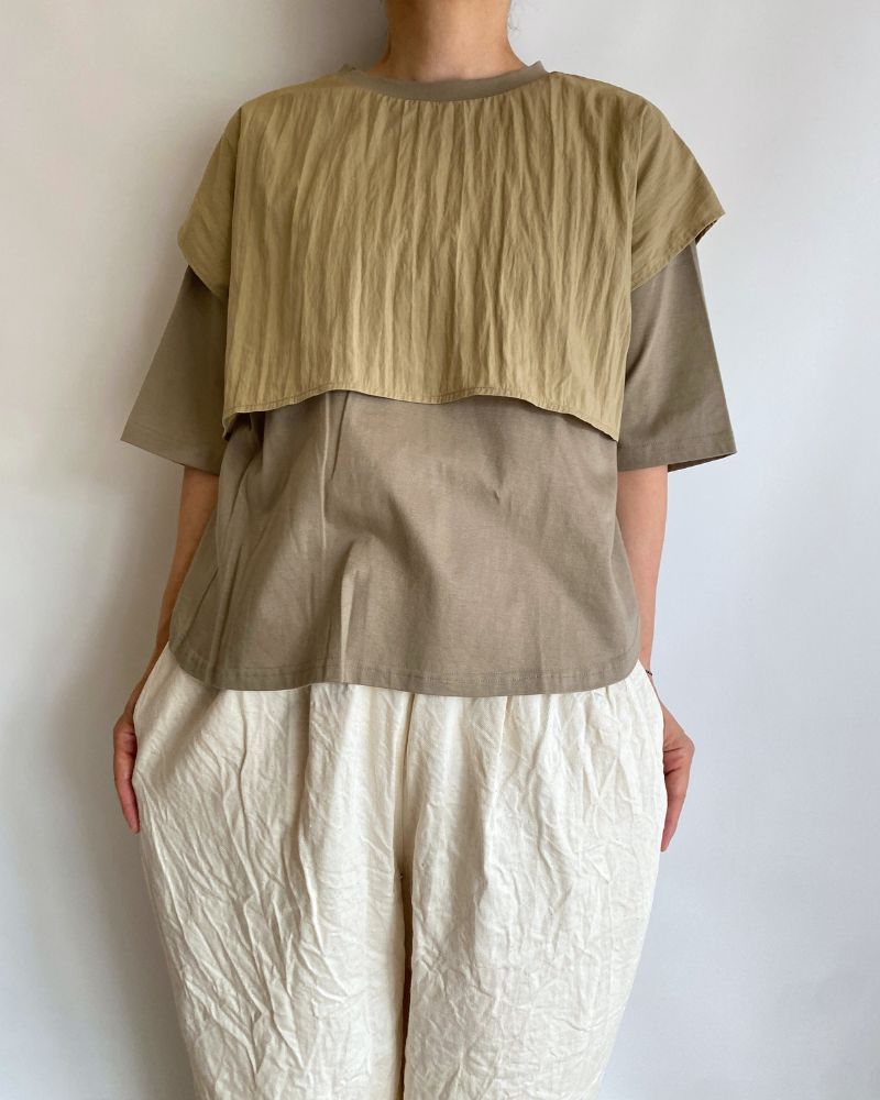 【sale】LAYERED TOPS 'HABOI' Khaki Beige
