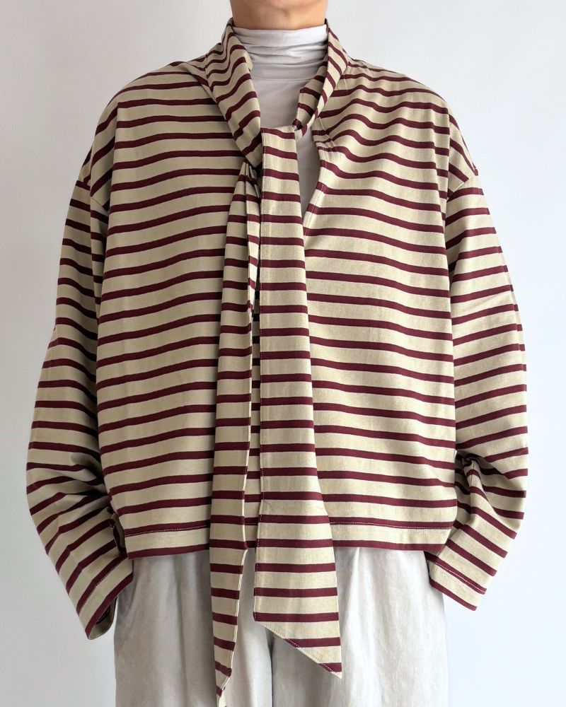 taco cotton ボーダータイ Beige/Bordeaux