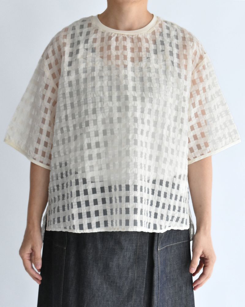 シアーチェッククルーネックトップス 'MEHINA' Off