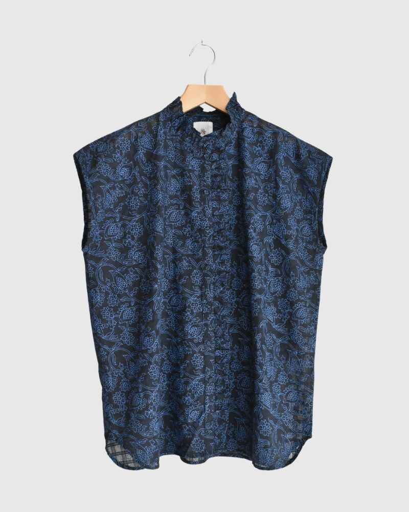 FRENCH/SL FRILL COLLAR SHIRTS Navy/Blue