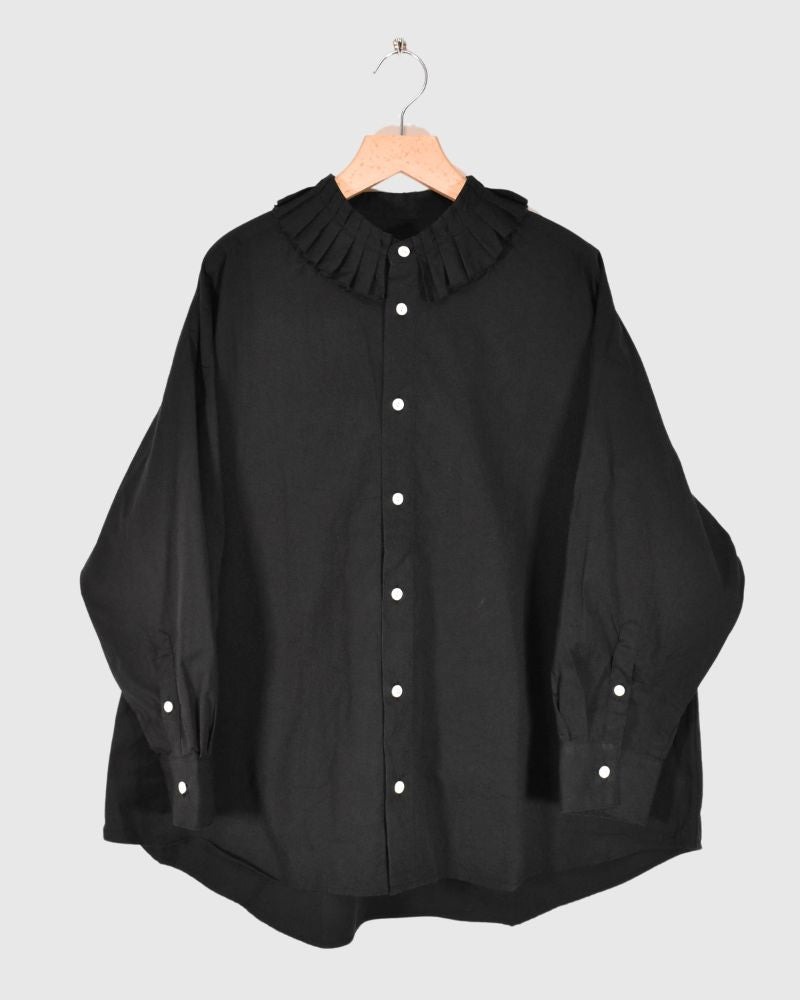 PLEATED COLLAR SHIRT Black