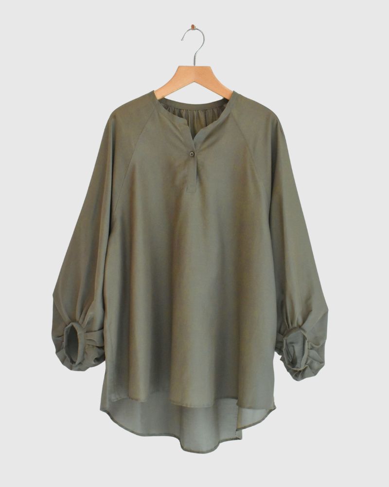 バルーンスリーブ ブラウス（コットンシルク） Khaki