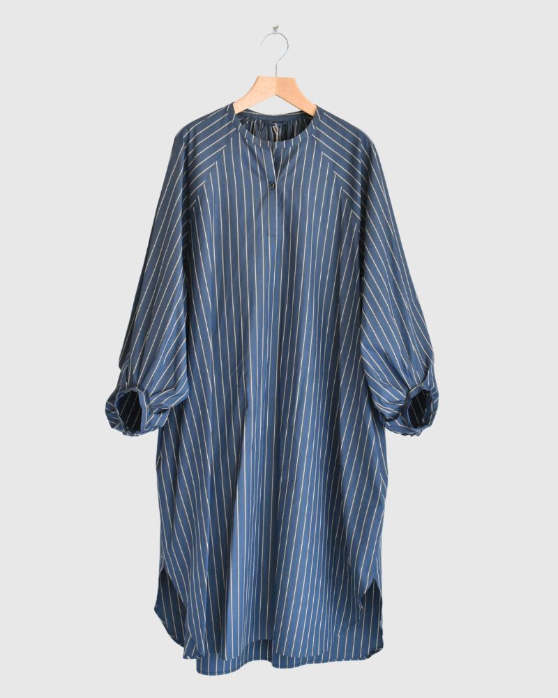 バルーンスリーブ ミディワンピース NavyStripe
