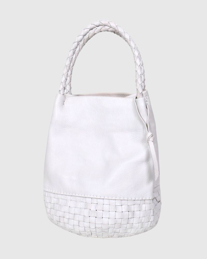 Leather Medium Basket White
