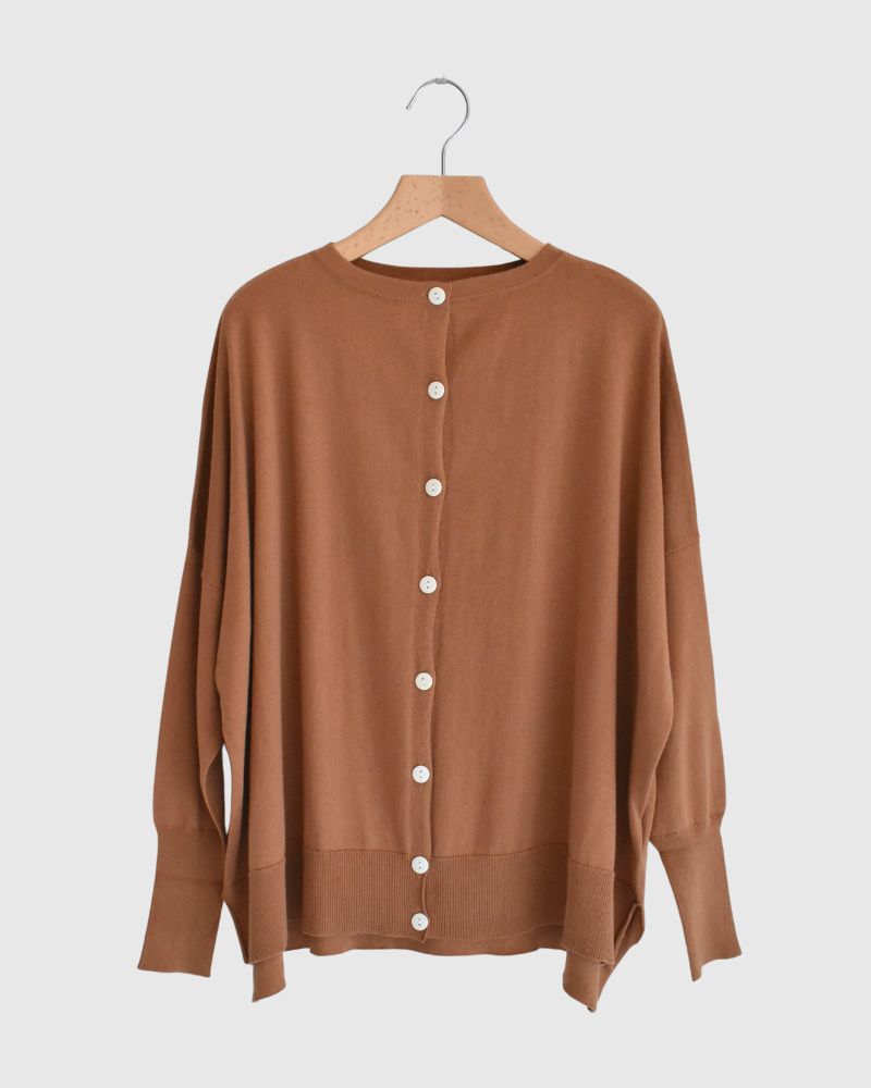 2WAYカーディガン Camel – コットン×シルク×カシミアの柔らかニット
