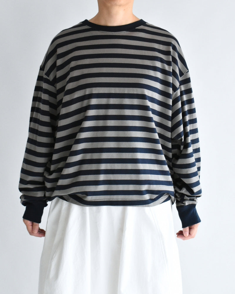 タック コクーンTシャツ Gray/Navy Border