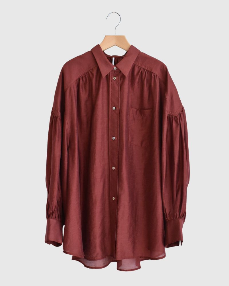 シアーボリュームブラウス RedBrown