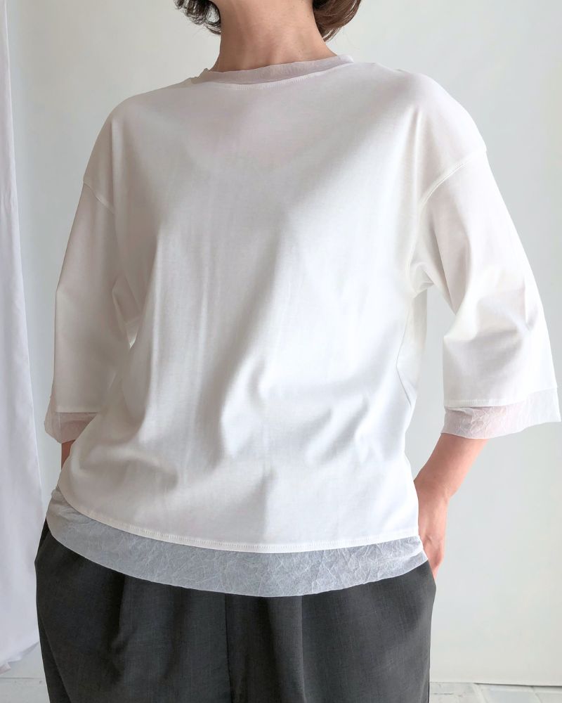 ANAIA SMOOTH/TULLE プルオーバー White