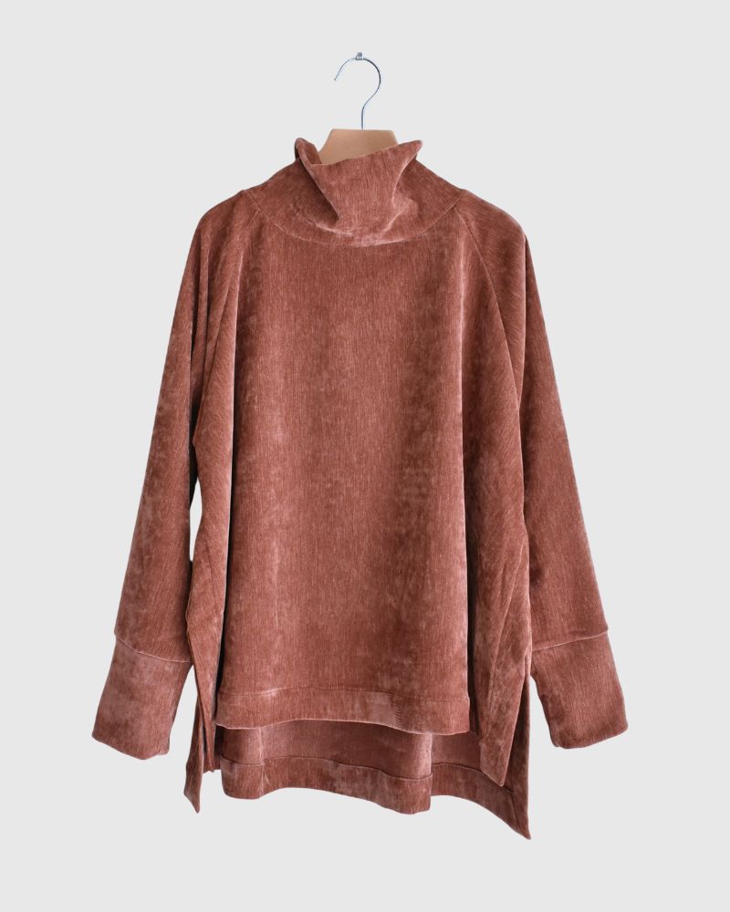 ハイネックフレアデザイントップス'BONI' Teracotta