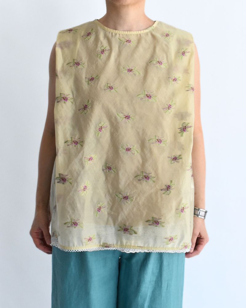 バックオープン シアーフラワーブラウス Yellow/Beige