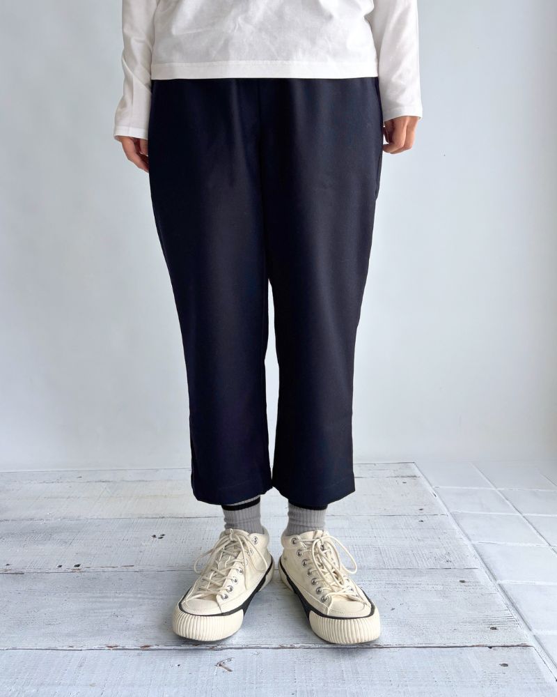 WOOL FLANNEL EASY TAPERED PANTS Navy
