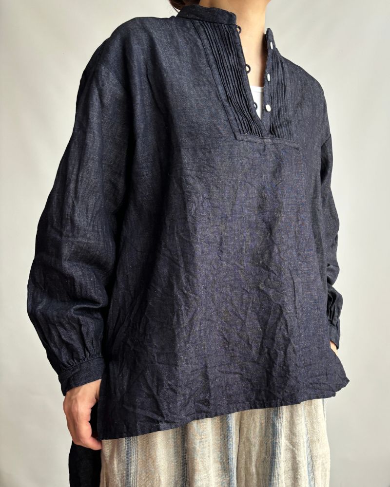 ANTIQUE PIN TUCK PULL SHIRT Indigo