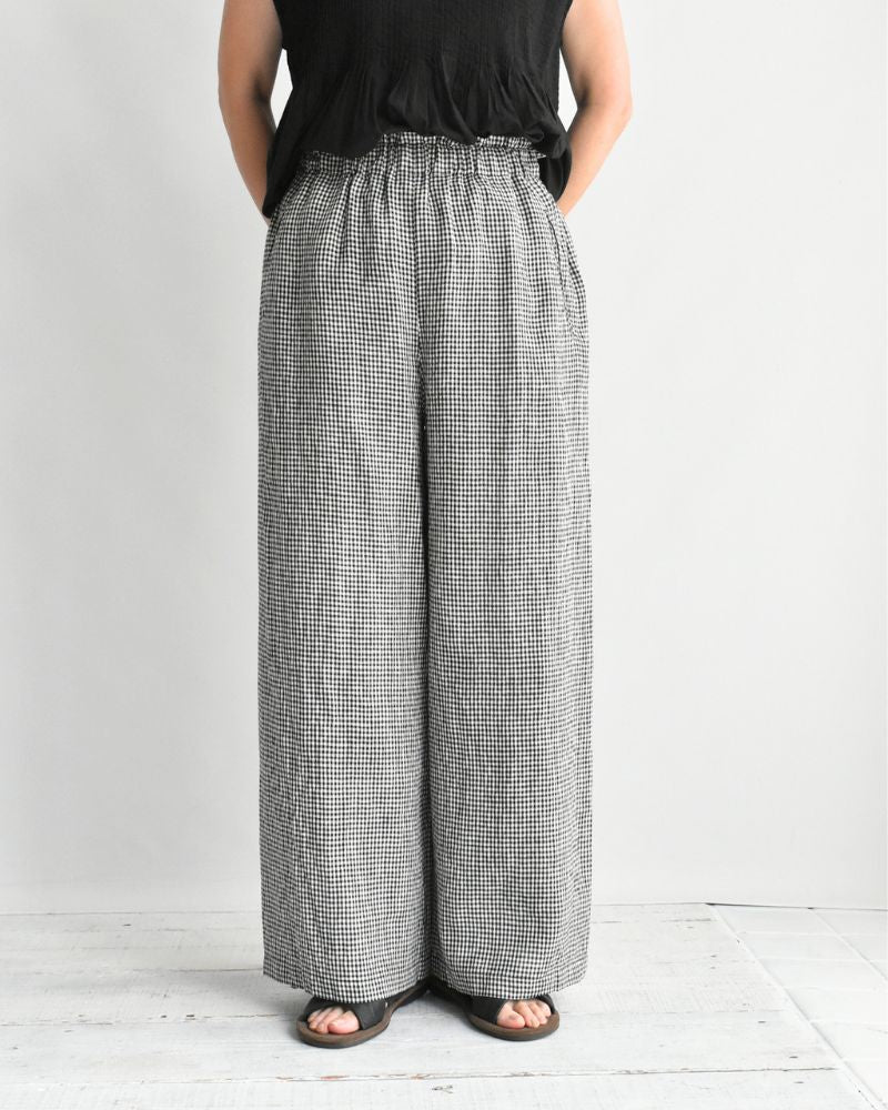 イージーワイドパンツ（LINEN） Black/White