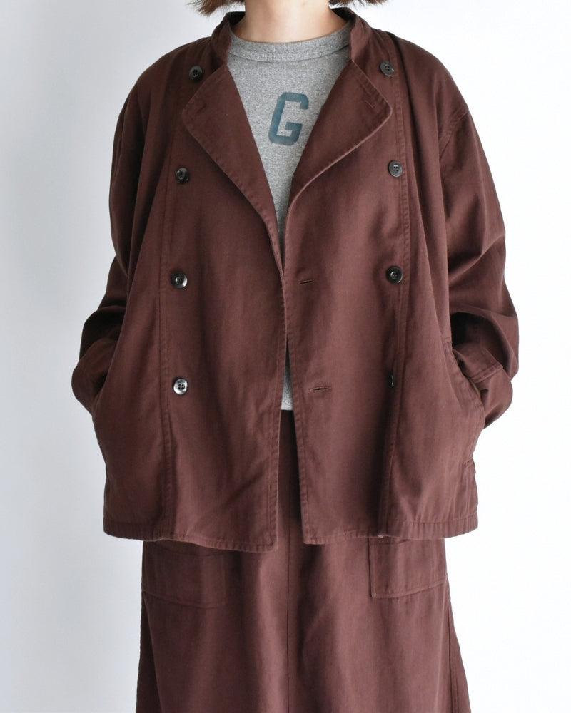 STAND COLLAR DOUBLE BREAST JACKET Burgundy