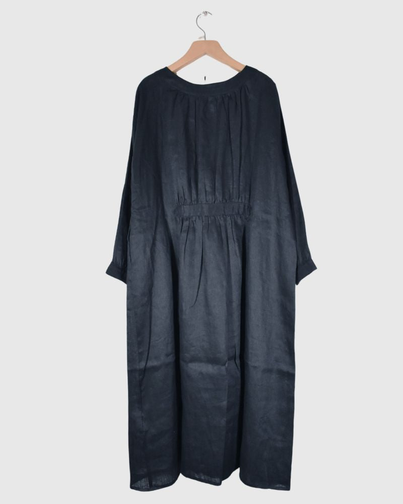 【sale】リネンダブルフェイスワンピース Black