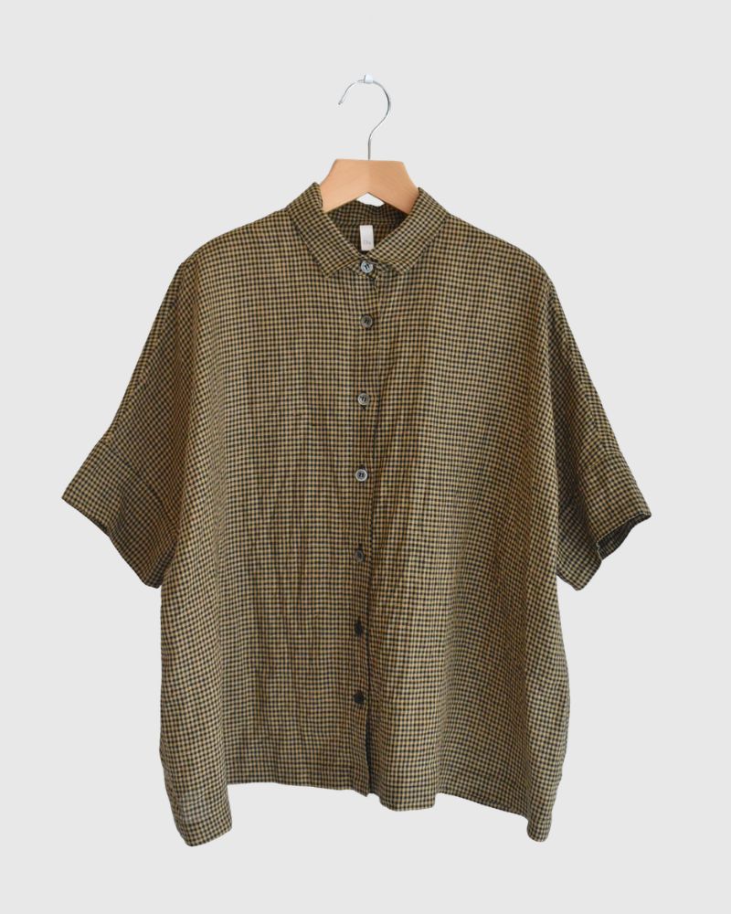 ワイドカフス シャツ Camel/Black