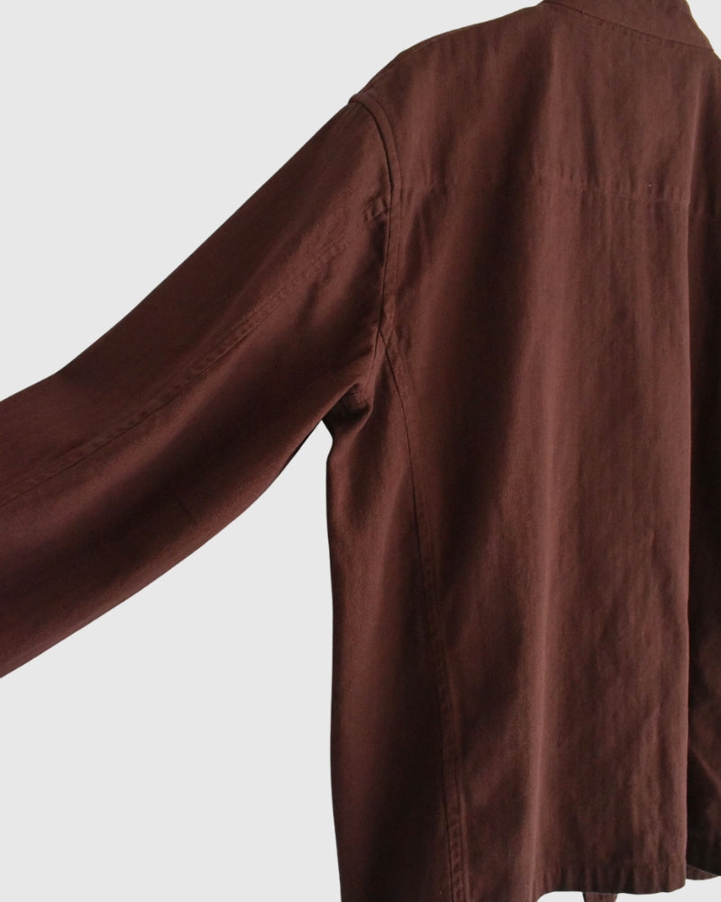 STAND COLLAR DOUBLE BREAST JACKET Burgundy