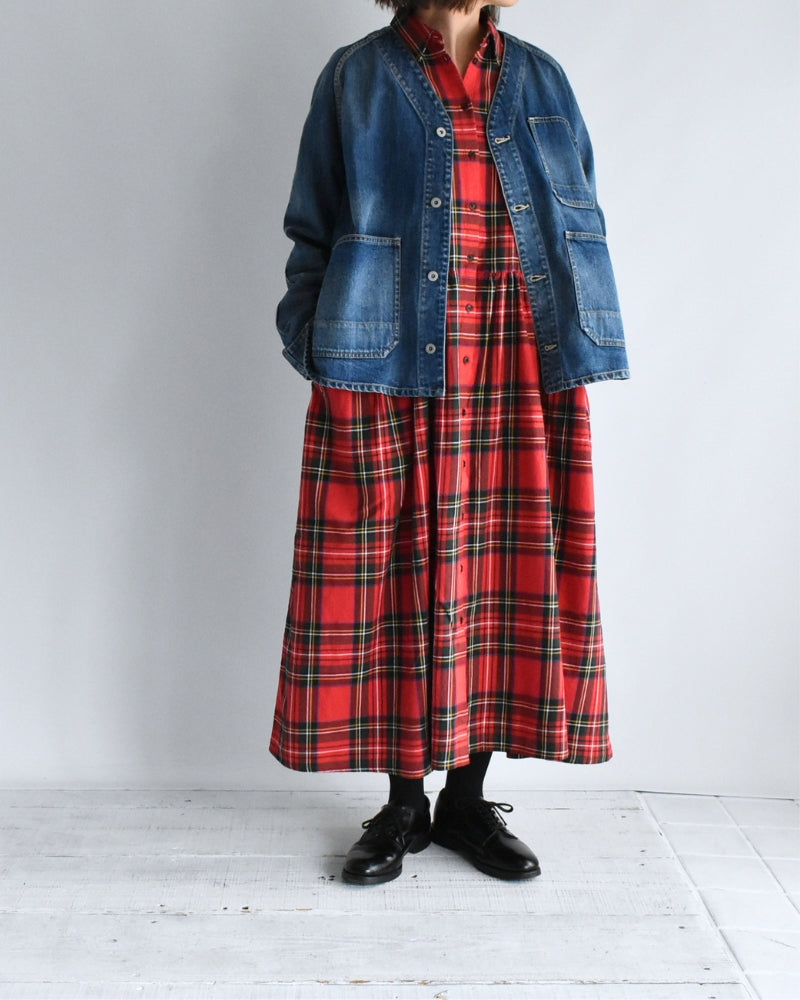 インディゴタータン ファンデーションシャツドレス Red