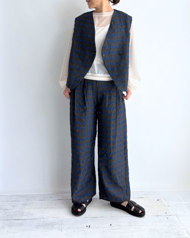 ジャガード ワイドパンツ Charcoal