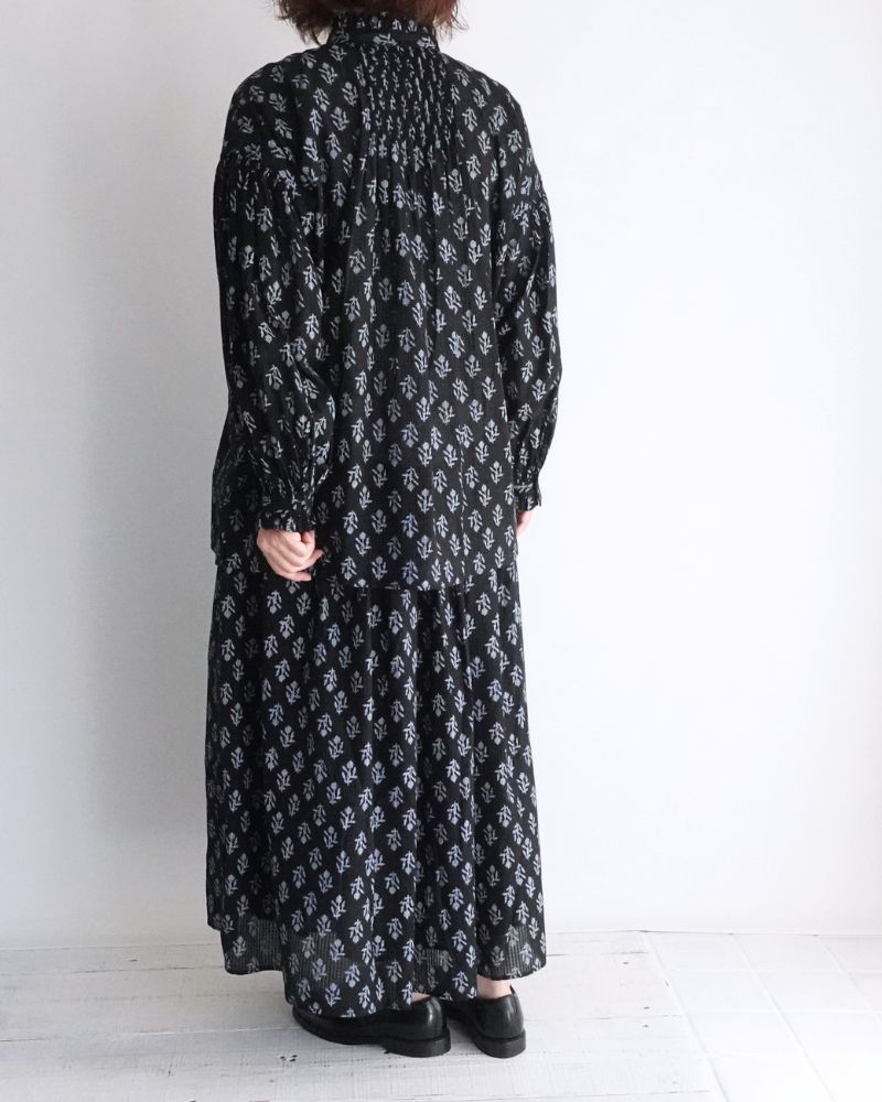 FRILL COLLAR SHIRT WITH MINI PINTUCK Black