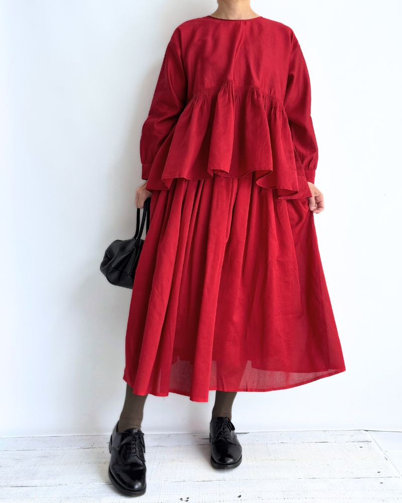 RAHASTHAN TUCK GATHERED PULLOVER Red