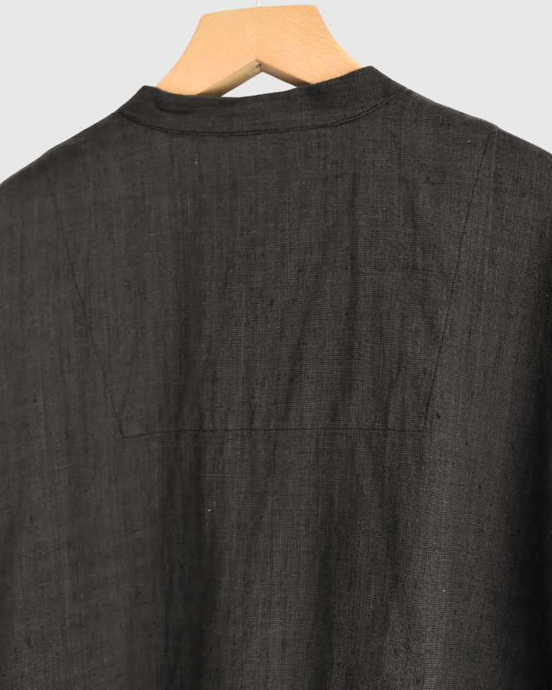 ハンドスパン コットンリネン カミーズチュニック DarkBrown
