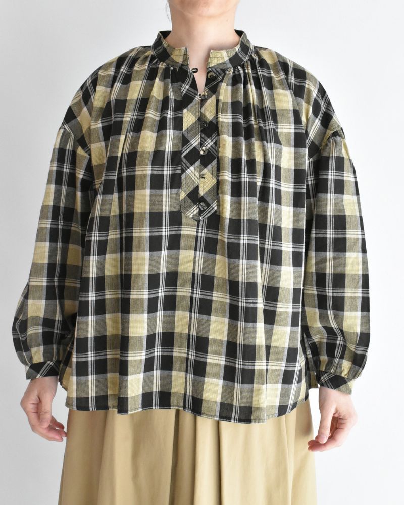 チェックヘンリーシャツ Black/YellowCheck