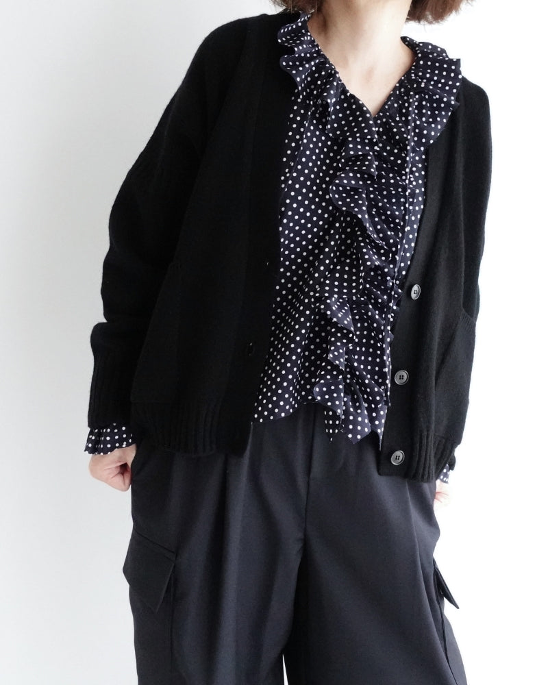 ドットフリルブラウス Navy