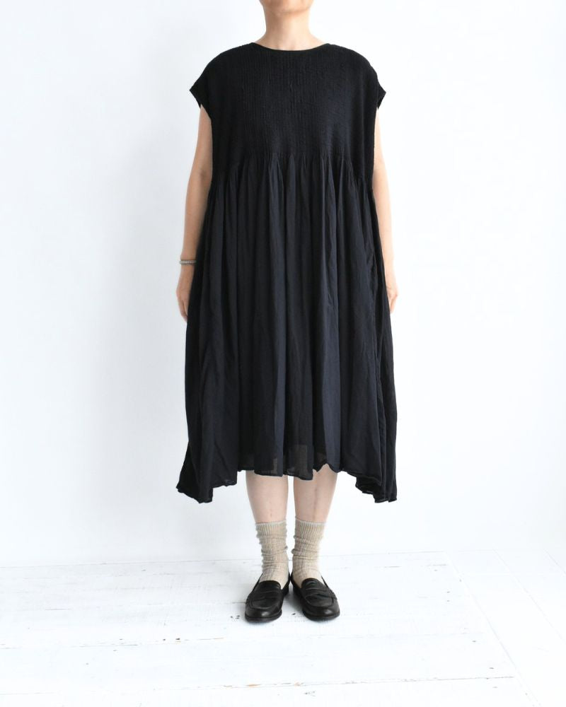 CREW-NECK F/SL DRESS WITH PINTUCK Marine