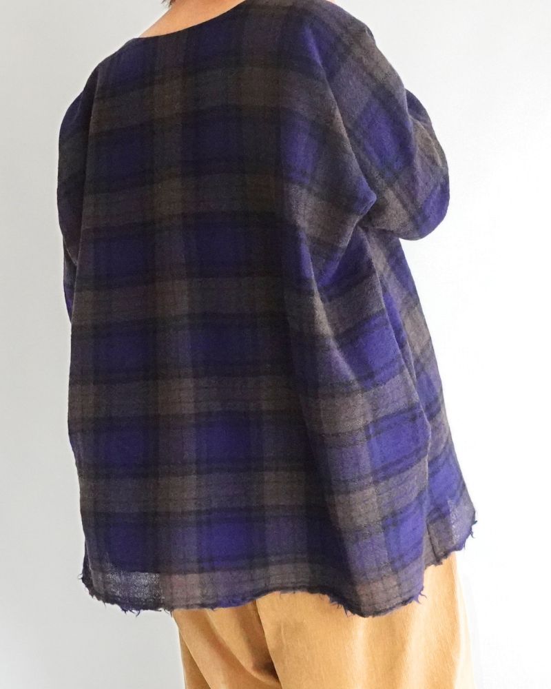 ウールガーゼボイル リバーシブルトップ Navy/Brown