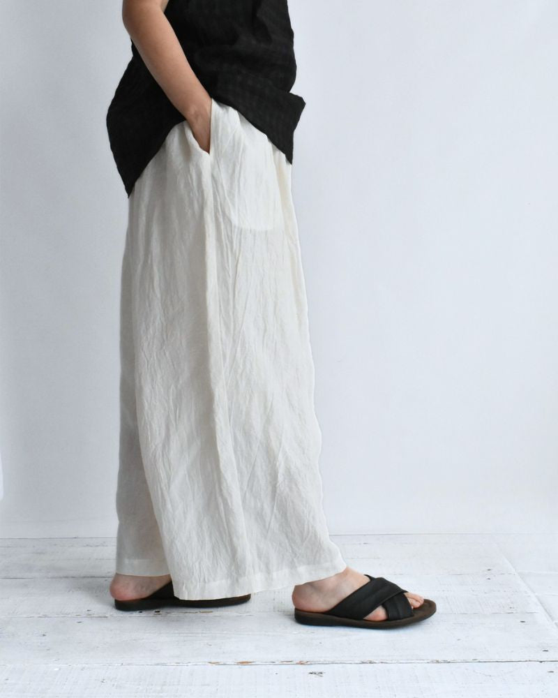 ワイドコクーン ギャザーパンツ（LINEN） OffWhite