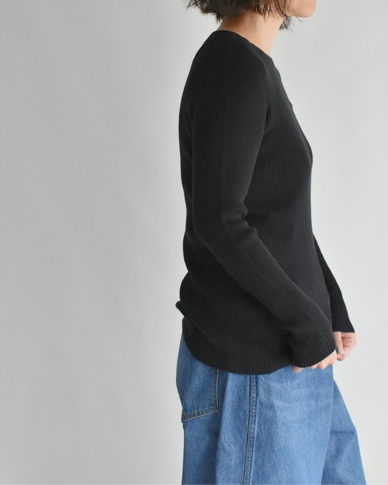 JAPAN WHOLEGARMENT リブニットプルオーバー Black