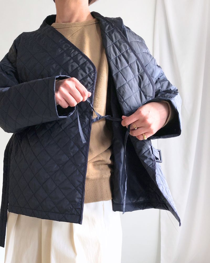 キルティングカシュクールショートコート Navy